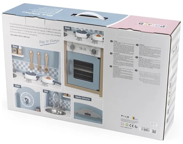 Viga polarb drewniana kuchnia z akcesoriami silver - blue