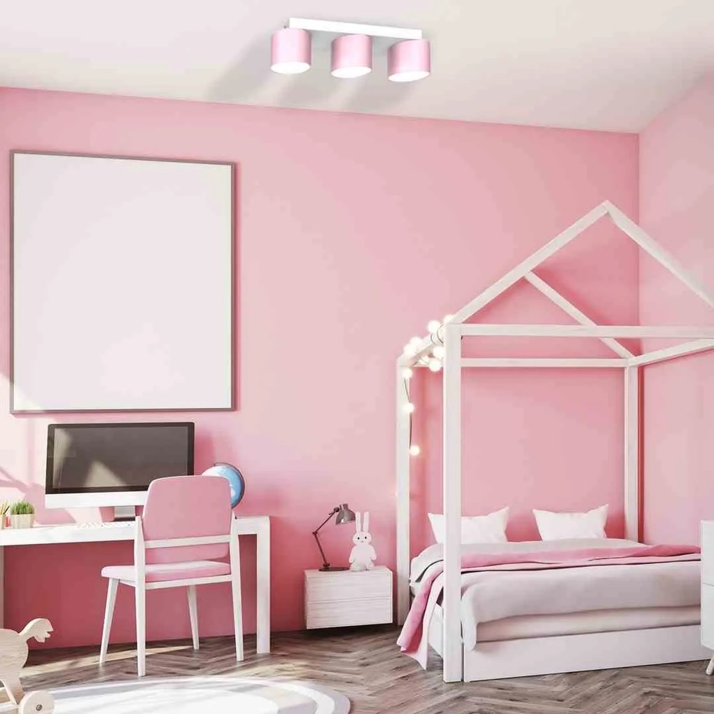 Lampa sufitowa DIXIE Pink/White 3xGX53, potrójna, na listwie, różowa