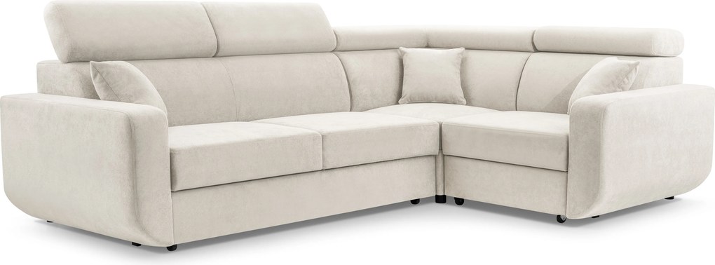Masseno Narożnik RENO z funkcją spania i pojemnikiem na pościel Narozniki L, Rozkładana sofa - Beżowy, VELO 621