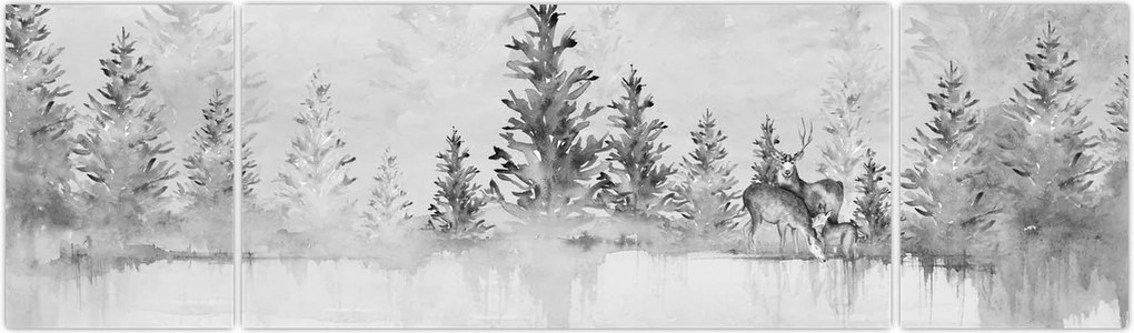 Obraz - Jeleń nad jeziorem (170x50 cm)
