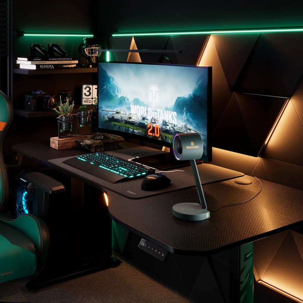 Biurko gamingowe elektryczne Diablo X-Tensio 160 cm, kolor czarny carbon