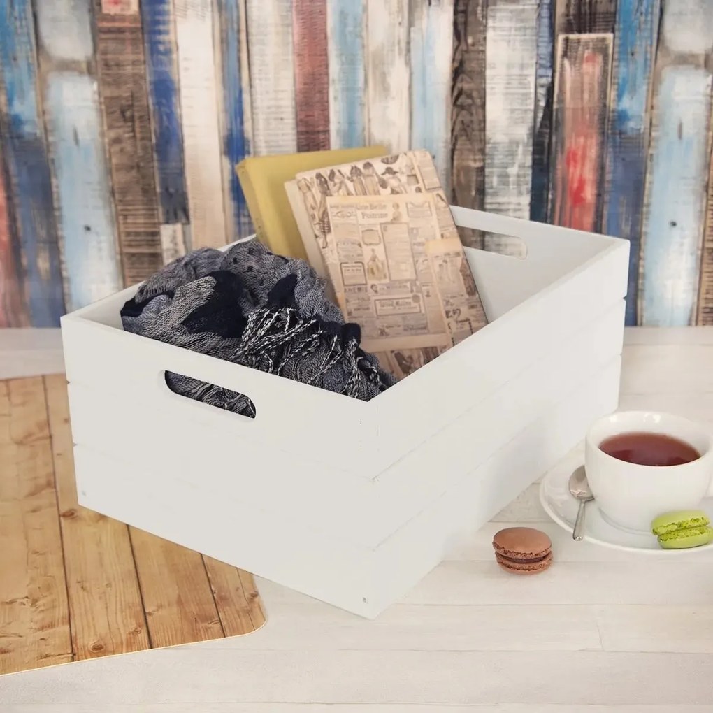 Orion Skrzynka drewniana, biały, 36 x 26 x 15 cm, L