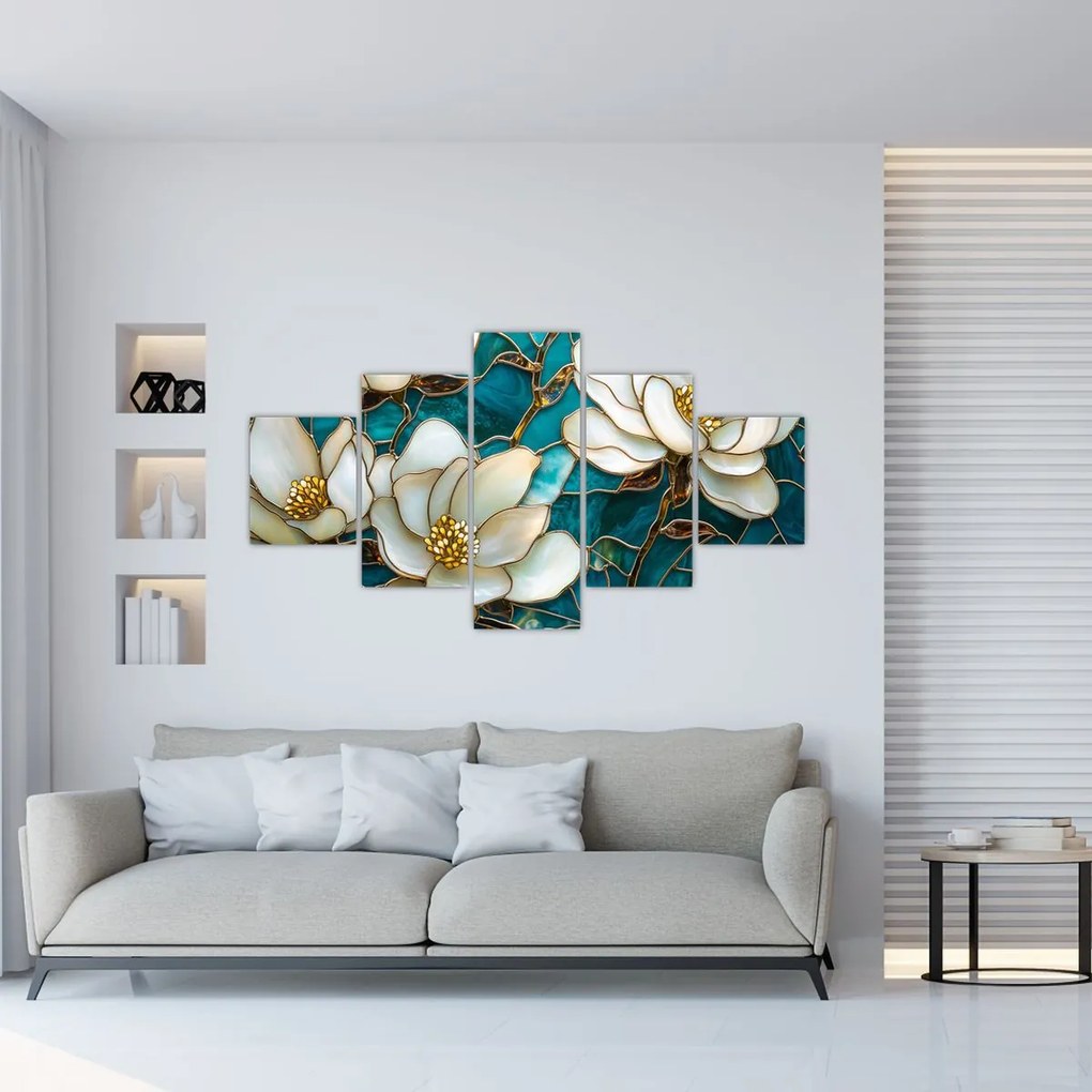 Obraz - Witraż z magnolią (125x70 cm)
