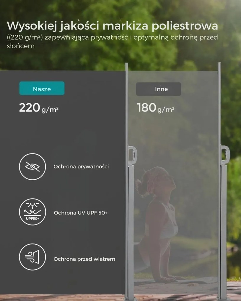 Markiza boczna HORIZON na taras, 160x300cm, szary SongmicsHome