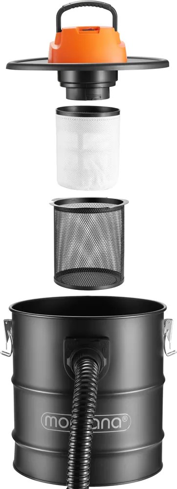 Odkurzacz do popiołu BENEDIKT, 1200 W, 18 kPa, czarny/pomarańczowy Monzana