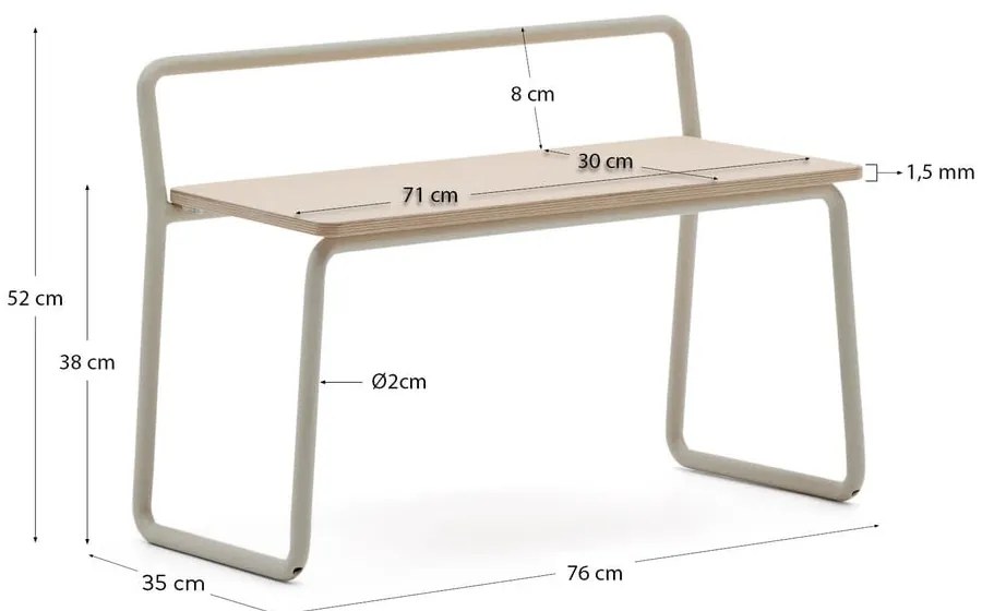 Beżowa/w naturalnym kolorze ławka Tinn – Kave Home