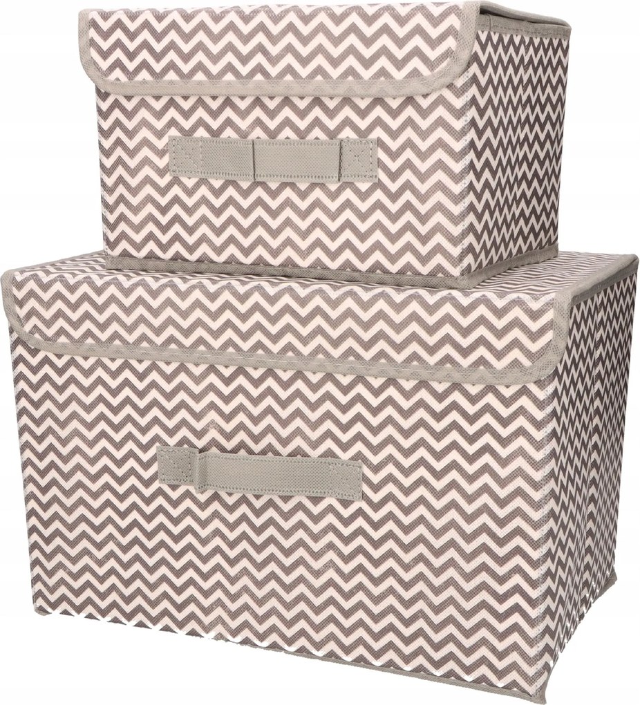 Organizery tekstylne Zygzak 38x25x23cm + 26x20x16cm komplet 2szt + pokrywki