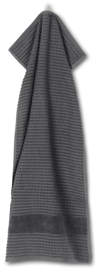Ciemnoszary ręcznik z bawełny organicznej frotte 50x100 cm Check – JUNA