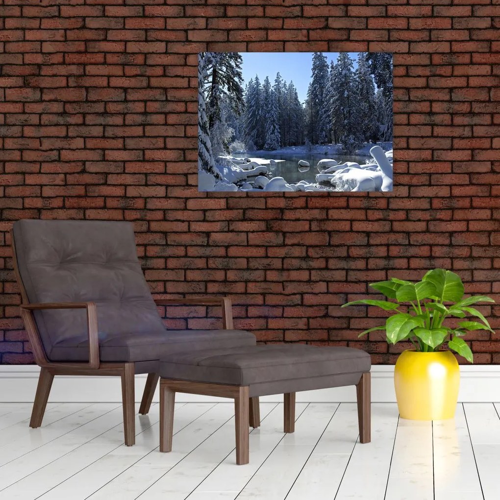 Obraz śnieżnego lasu (70x50 cm)