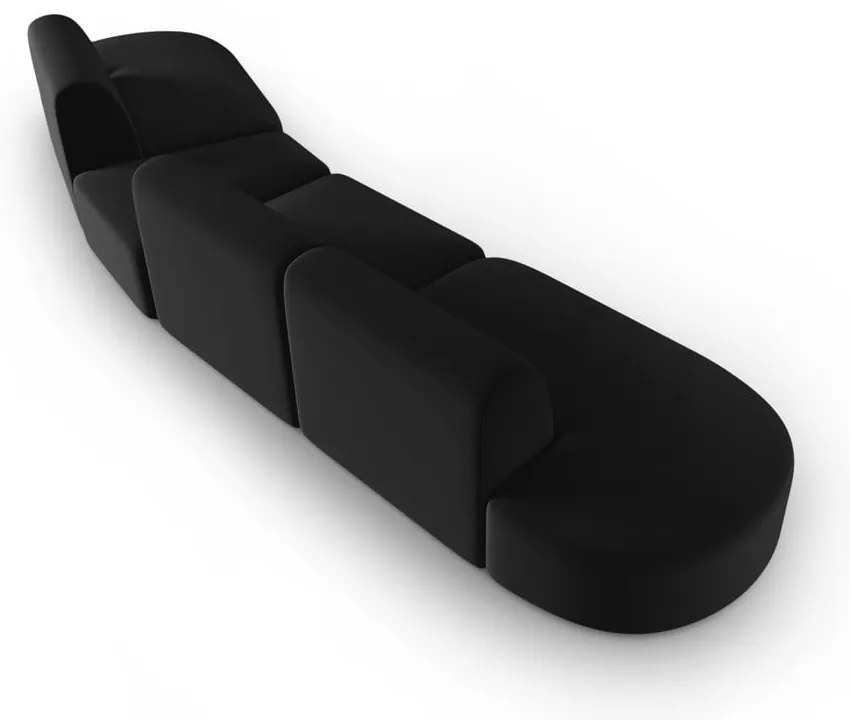 Czarna aksamitna sofa prawostronna 428 cm Paolo – Milo Casa