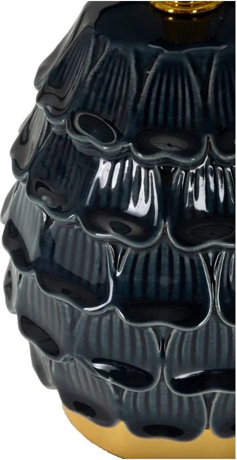 Niebieska lampa stołowa ceramiczna z tekstylnym kloszem (wysokość 30,5 cm) Pigny – Mauro Ferretti