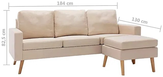 3-osobowa kremowa sofa z podnóżkiem - Muria 4Q