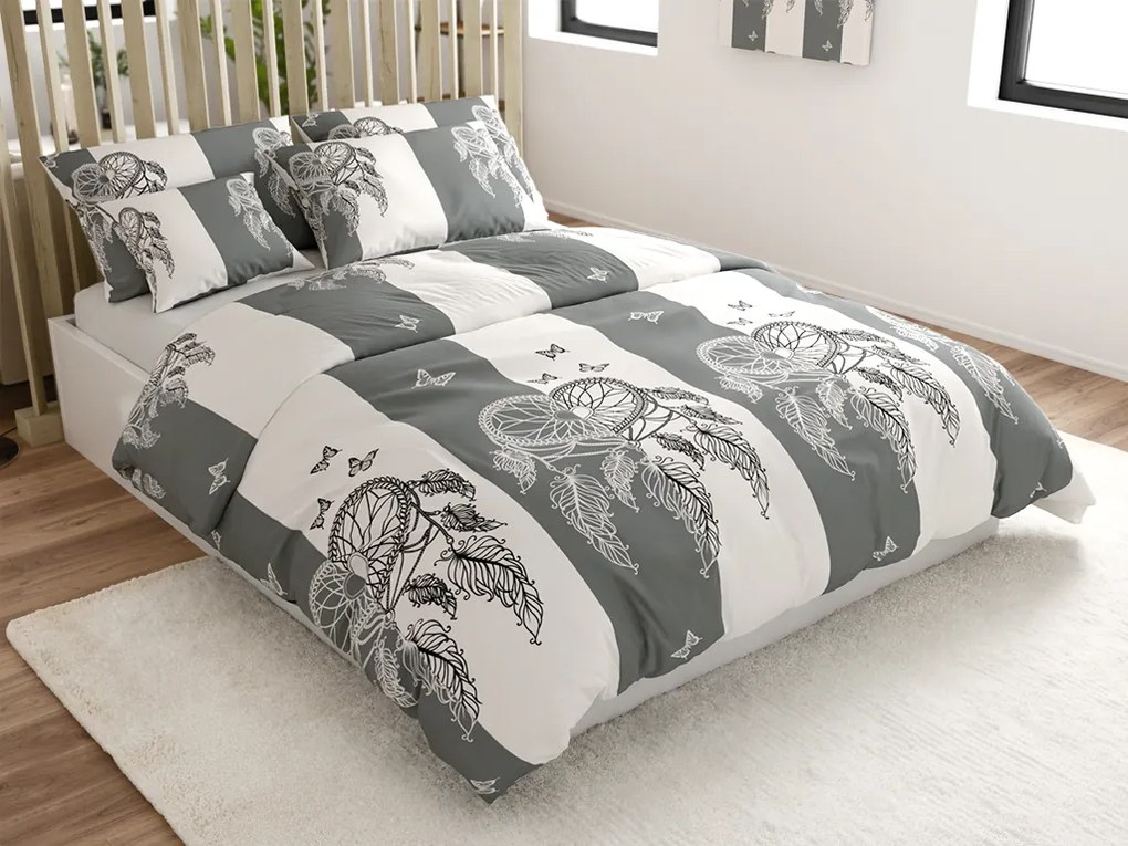 PrzytulneMieszkanie.pl PrzytulneMieszkanie.pl Bawełniana pościel TIRSO POLY szaro-biała Rozmiar pościeli: 70 x 90 cm | 140 x 220 cm