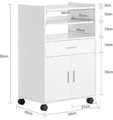 Szafka wózek kuchenny komoda stół regał nowoczesny mobilny na kółkach biała