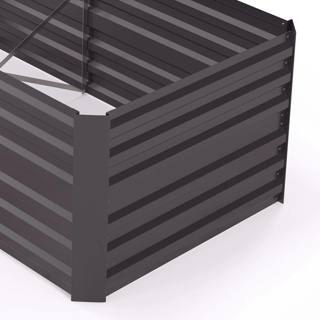 Outsunny Pojemnik na rośliny, Praktyczny kwietnik do sadzenia, pielęgnacji, Wysoki grząd, Stal, Ciemnoszary