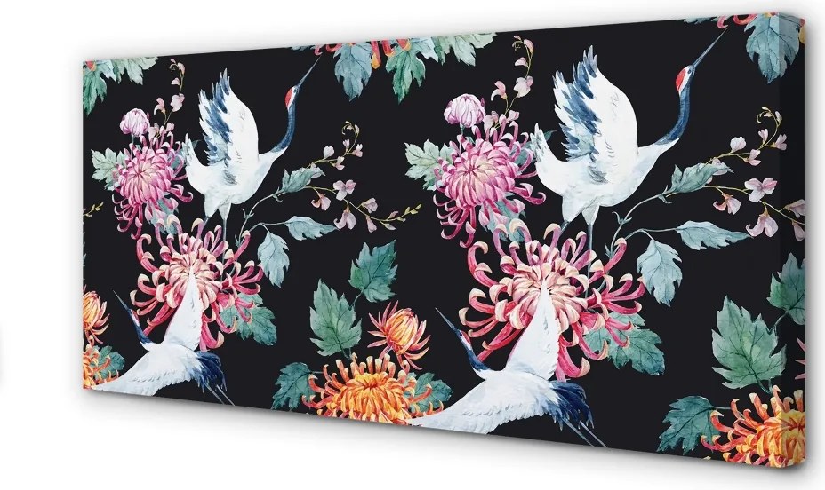 Obraz drukowany na płótnie Ptaki w Kwiatowej Kompozycji