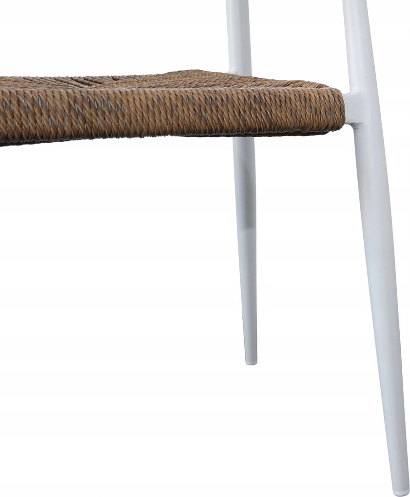 Krzesło Ogrodowe Białe 56x60x78 cm Plecione Brązowe Sznurki Nowoczesne