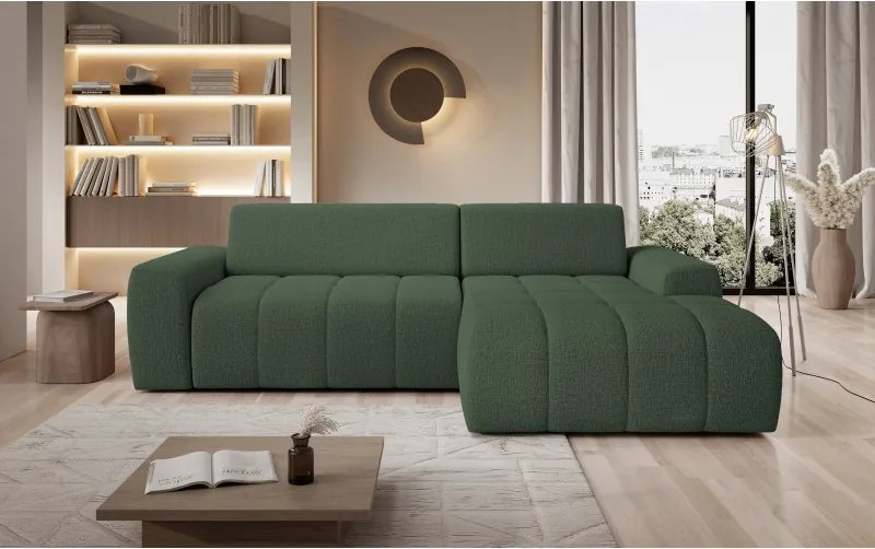 Narożnik SAVIO Prawostronny z Elektryczną Regulacją wolnostojący tkanina KANSAS 22 Zielony WERSAL