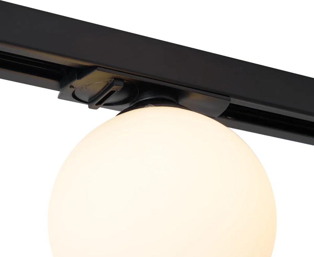 Nowoczesny system szynowy czarny z 2 reflektorami i 3 lampami wiszącymi 1-fazowy - Slimline Eira