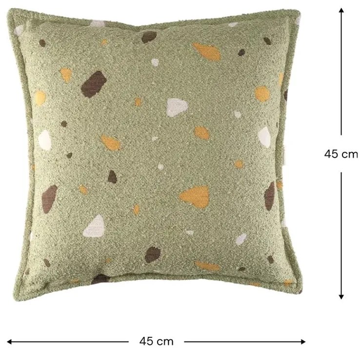 Zielona poduszka na sofę dziecięcą z materiału bouclé/z tkaniny szenilowej Terrazzo Block – Wigiwama