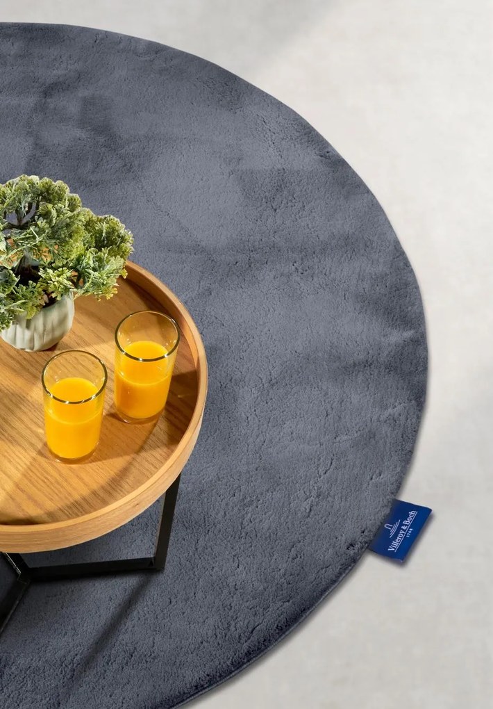 Dywan pluszowy Leon Villeroy & Boch antracytowy 160 cm x 160 cm koło
