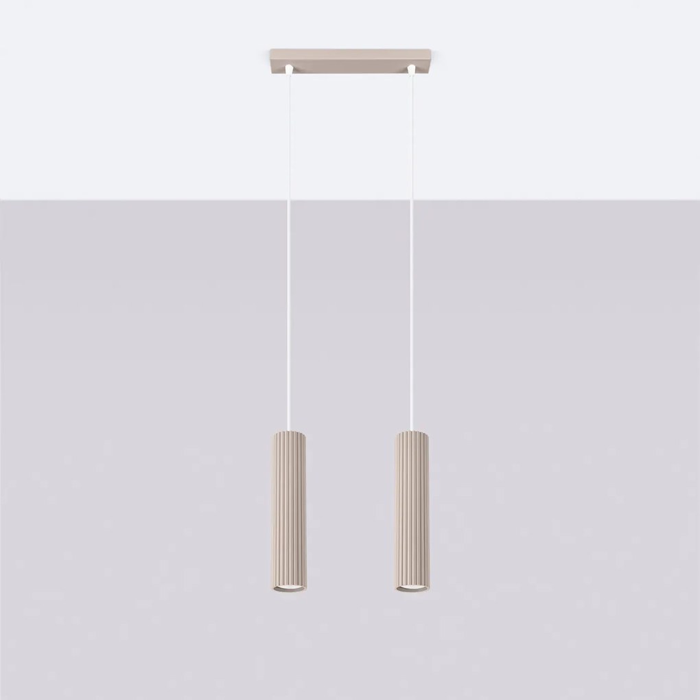 Lampa wisząca KARBON 2 taupe ryflowana SOLLUX  LIGHTING