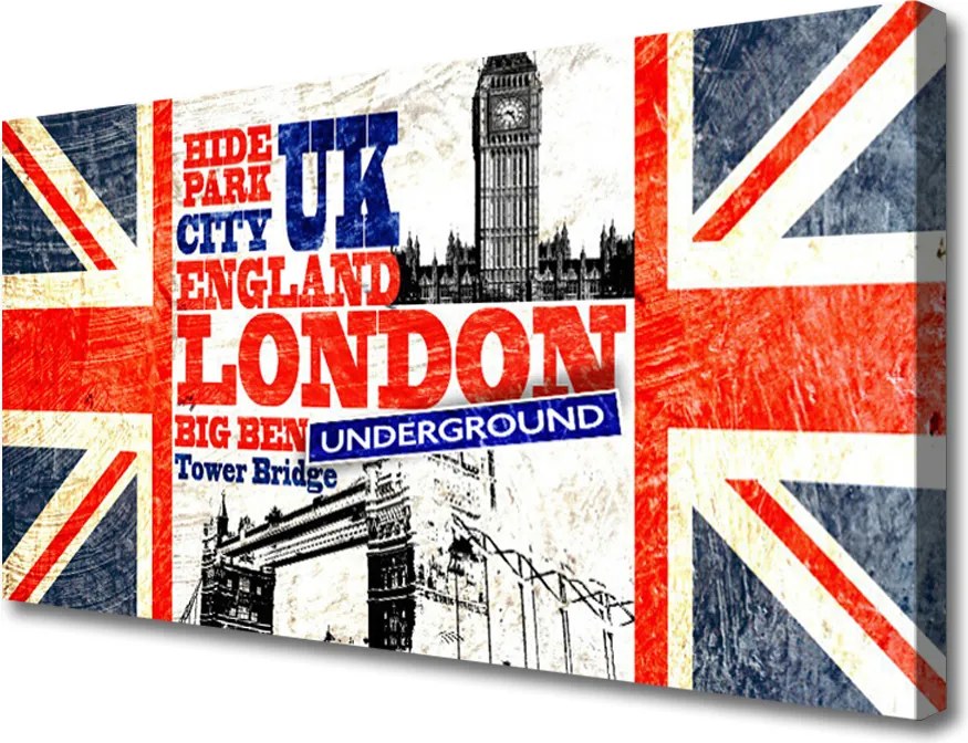 Obraz canvas Brytyjska Flaga i Londyn
