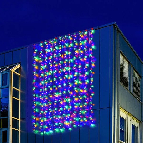 Świąteczna kurtyna świetlna - 3x6m, 600 LED, kolorowa