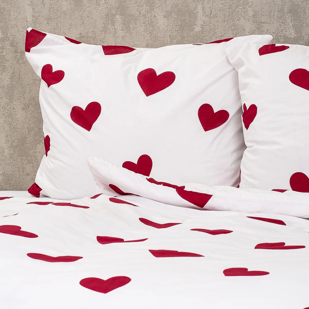 4Home Pościel bawełniana Red Hearts, 220 x 200 cm, 2 szt. 70 x 90 cm, 220 x 200 cm, 2 szt. 70 x 90 cm