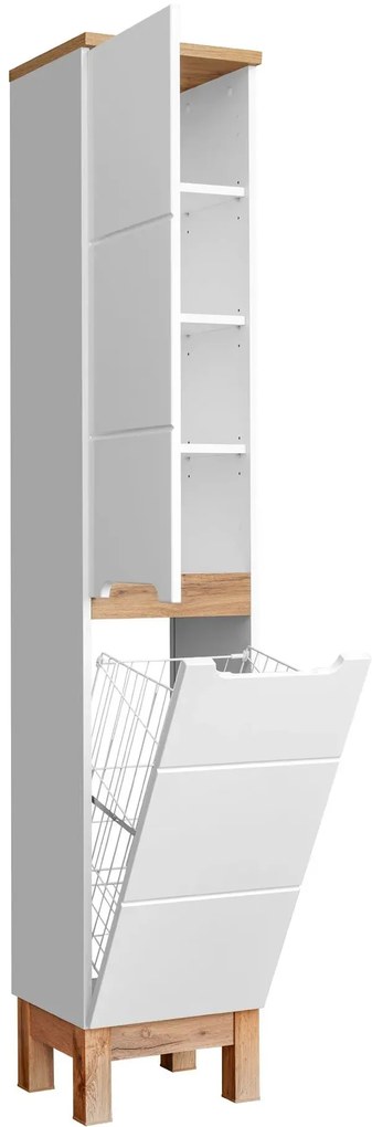 Zestaw mebli łazienkowych z koszem Dixi 3Q 60 cm - Biały połysk