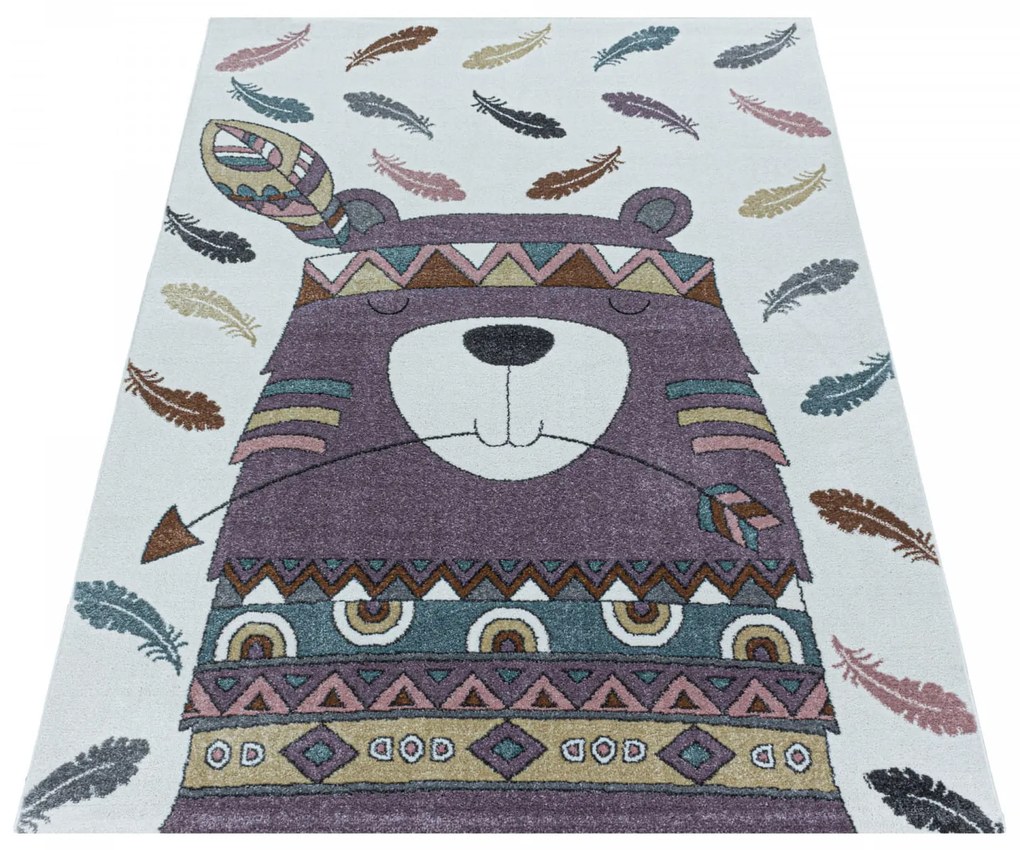 Dywan dziecięcy  Funny Indianin fioletowo-kremowy 160 cm x 230 cm