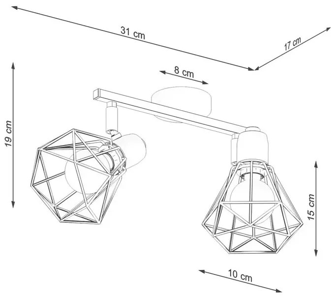 Czarny druciany plafon w stylu loft - A144 A2-W31