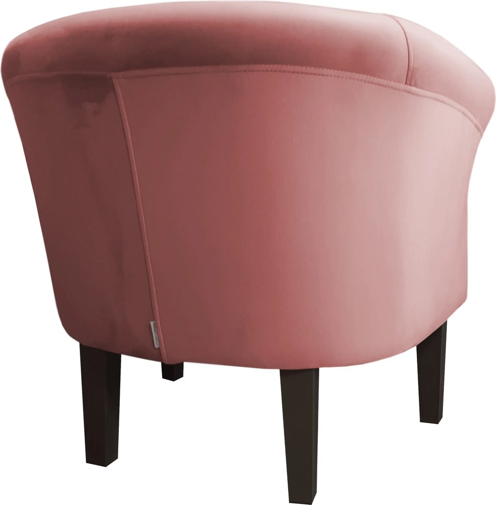 Fotel Milo tkanina Welur wygodny fotel tapicerowany do salonu i sypialni : Kolor nogi - Venge, Kolor tkaniny - VELVET - MG58, Wysokość nogi - 20 cm