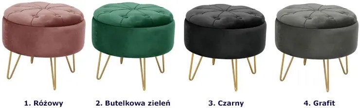 Grafitowa pufa na złotych nóżkach - Aix
