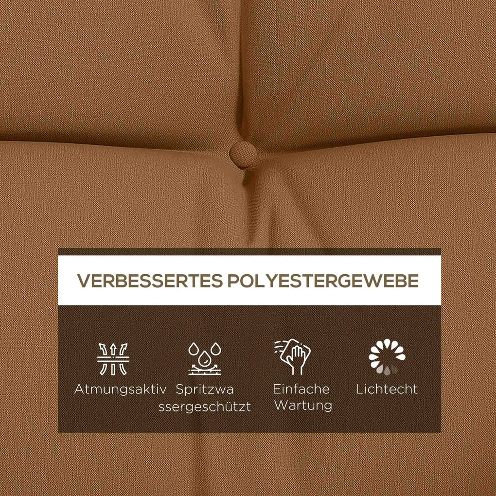 Outsunny 4-częściowy zestaw poduszek siedziskowych, 150x50 cm wodoodporne poduszki na krzesło z trokami, 10cm grubości Brązowy | Aosom PL