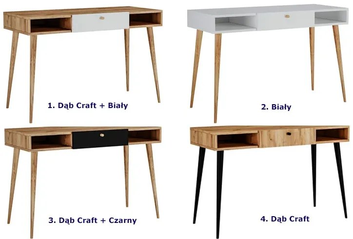 Biurko z półkami i szufladą w stylu skandynawskim dąb craft + czarny R4-K71