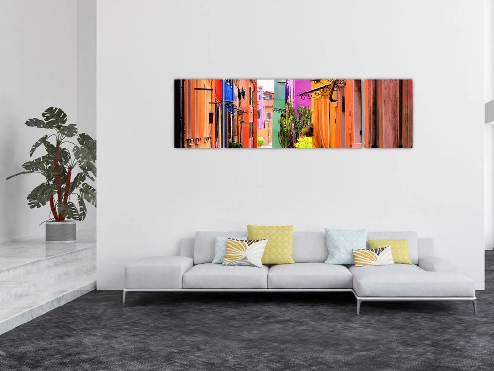 Obraz - Kolorowy dom w Burano, Wenecja (170x50 cm)