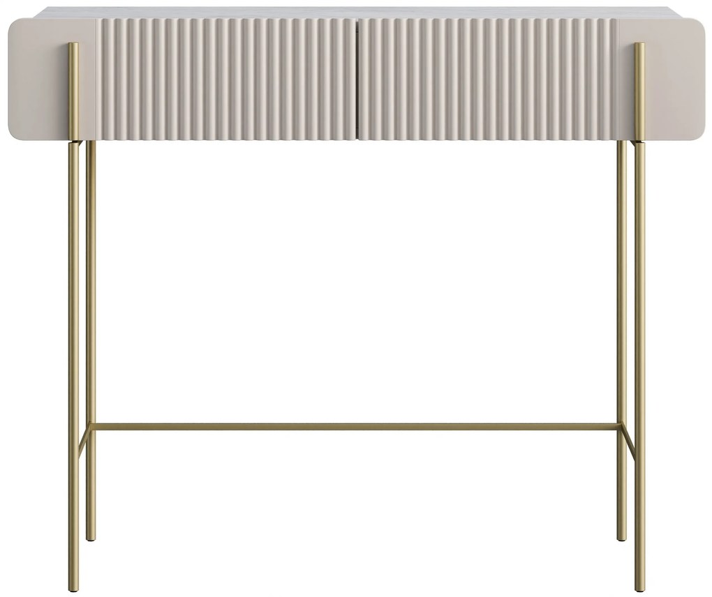 Toaletka Malmi 100 cm z szufladami - kaszmir / crema bianca / złote nóżki
