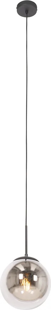 Lampa wisząca w stylu art deco czarna z przydymionym szkłem - Flore