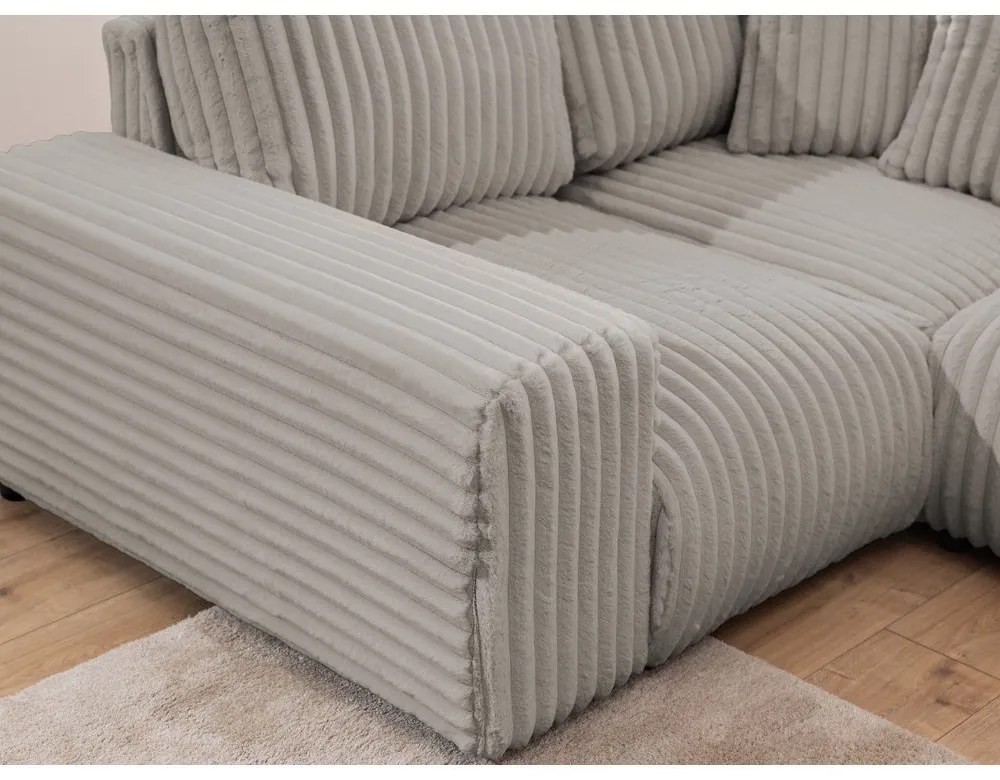 Jasnoszary sztruksowy narożnik (lewostronny/w kształcie litery U) Justin – Ropez