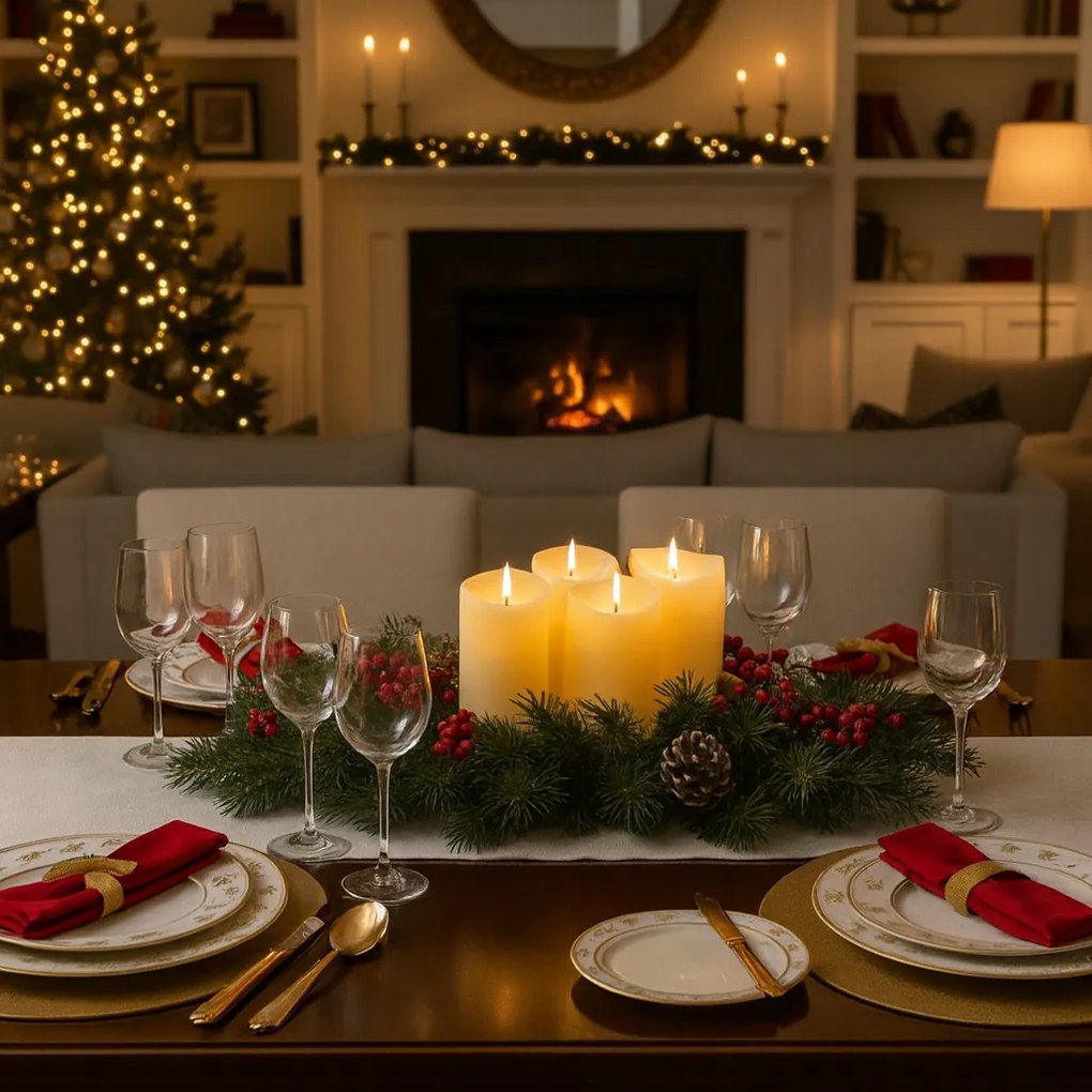 LED świeca słupkowa RUHHY 12,5 cm beżowa, zestaw 4 szt.