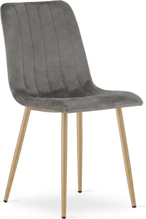 Szare aksamitowe krzesło LAVA PEWTER GREY