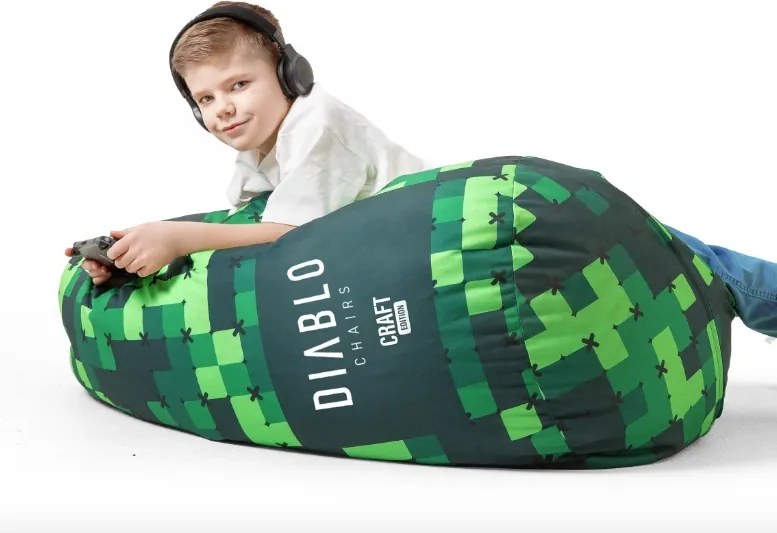Dziecięca pufa gamingowa z granulatem Diablo Chairs, Craft Edition