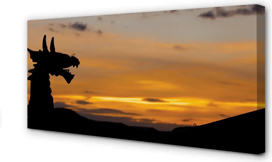 Duży obraz na płótnie Smok o Zachodzie Słońca