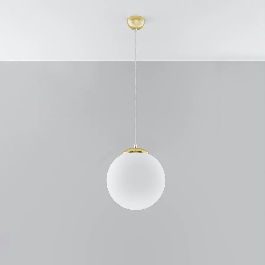 Lampy wiszące minimalistyczny Stera, stal/szkło - 1 źródło światła 4000K - L.30 x H.120 cm - biały/złoty