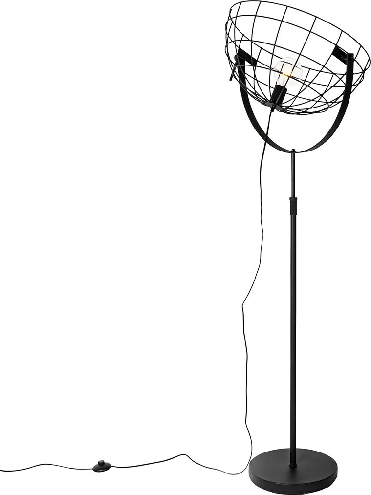 Industrialna lampa podłogowa czarna 50 cm regulowana - Hanze