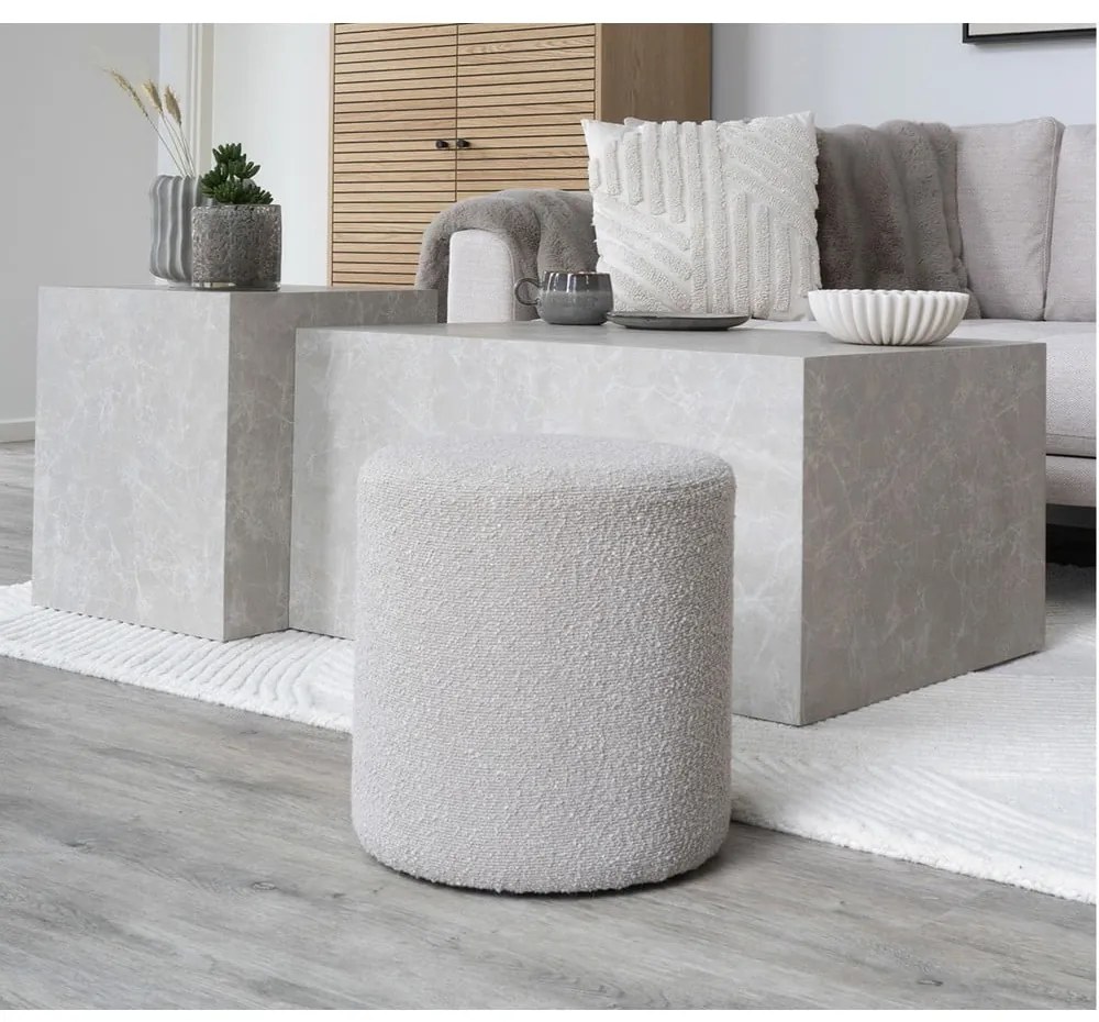 Beżowy puf z materiału bouclé Ejby – House Nordic