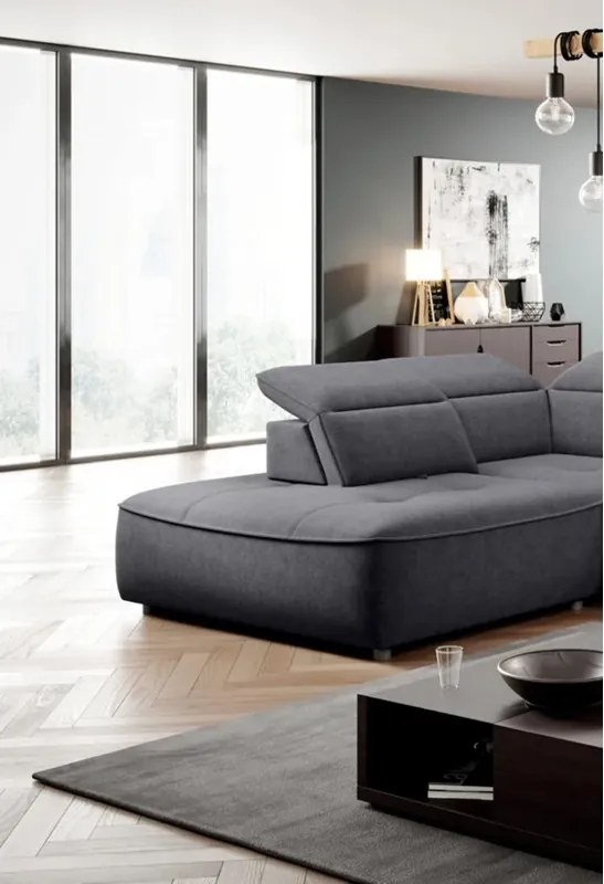 Narożnik COLOMBO L Prawostronny z elektryczną funkcją spania pojemnikiem ELEMENT 01 Grafitowy WERSAL