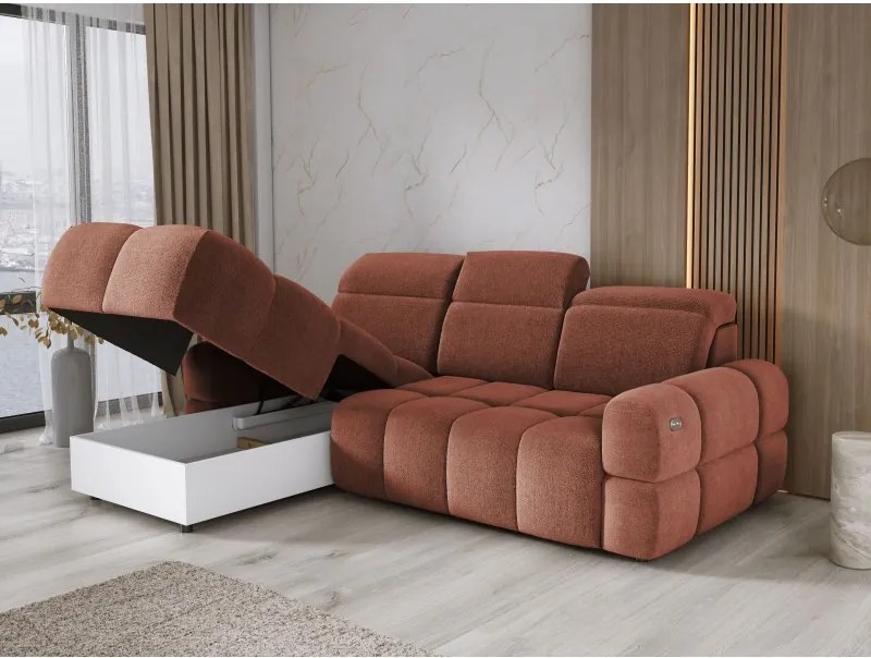 Narożnik MATEO S Wolnostojący Lewostronny Tkanina Memphis 09 kolor Miedziany WERSAL