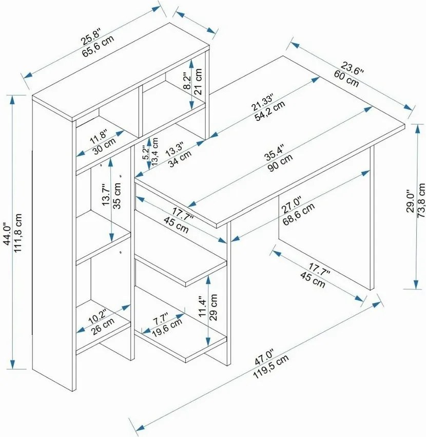 Biurko Bugra White and Oak